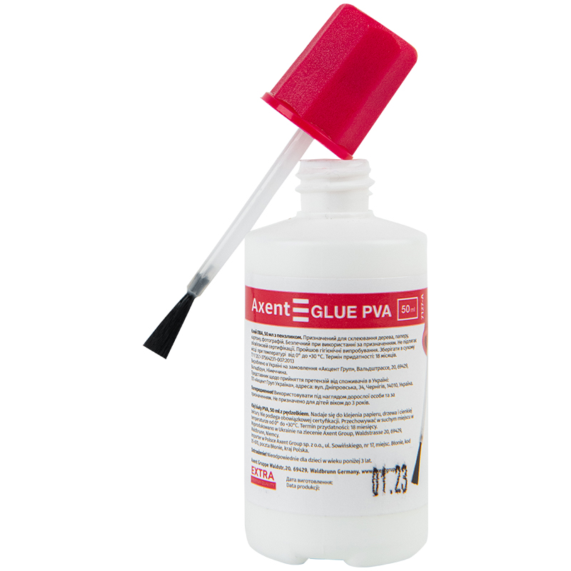 Клей ПВА канцелярський Axent "Extra", 7127-A, з пензликлом, 50 мл